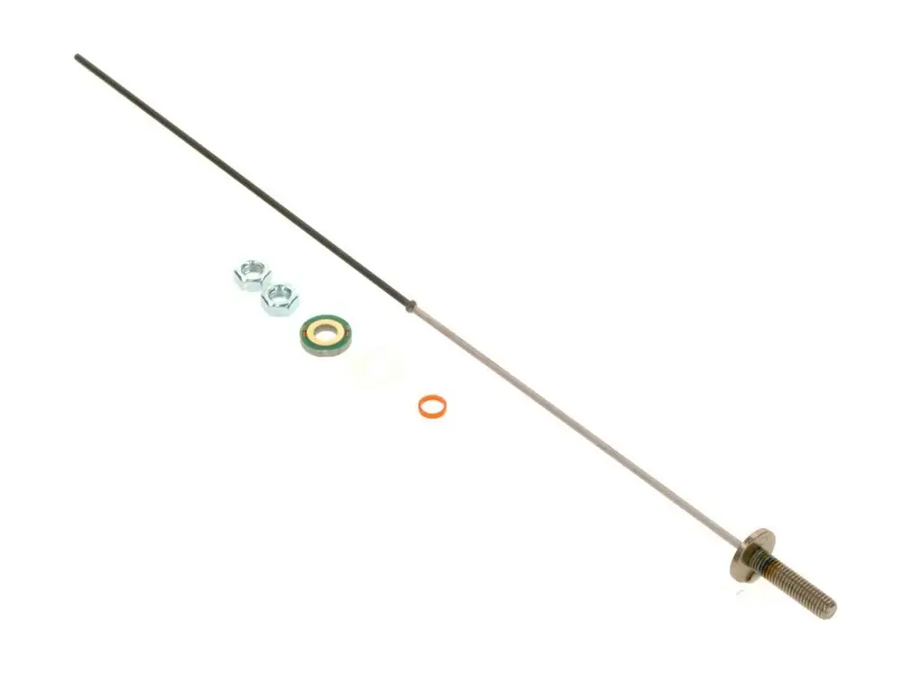 Bosch-Inert-Anode mit Gewindestift, dicker Metallstab mit verschiedenen Dichtungen und Unterlegscheiben, geeignet für technische Anwendungen.